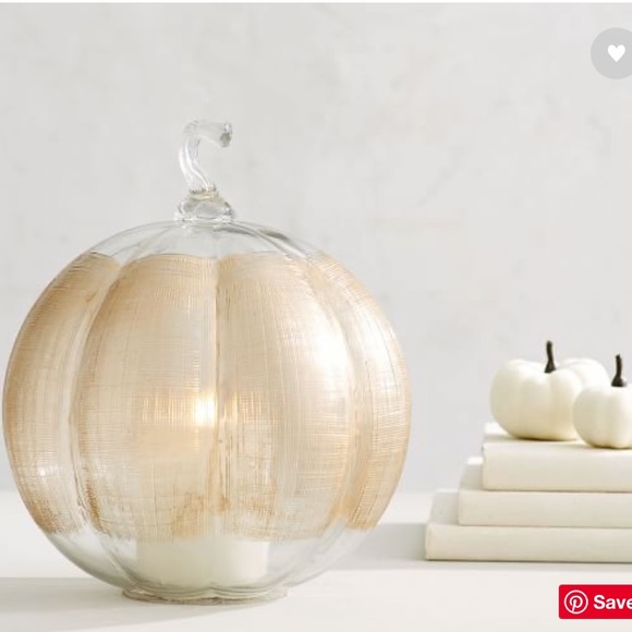 Portavelas de calabaza con efecto madera de Pottery Barn